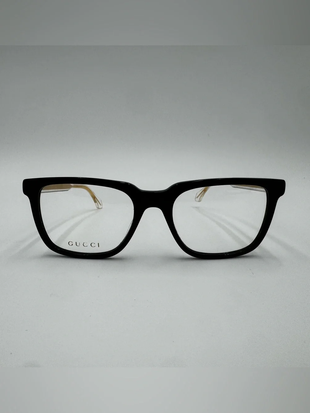 Gucci Black and Gold Rectangular Glasses